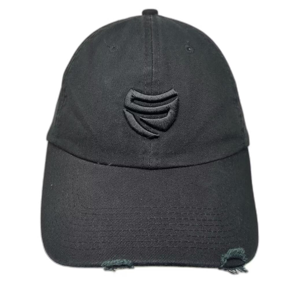 SteelFit Baseball Cap Black Hat OS Distressed Cotton Logo Slideback Adjustable
